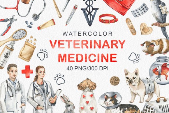 Download Watercolor Veterinary Medicine Clipart - Veterinary Collection
