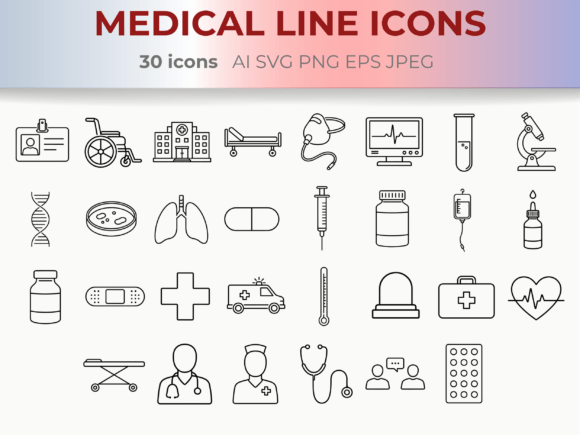 Download Medical &amp; Healthcare Line Icons SVG - Care Collection