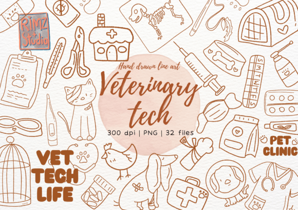 Download Veterinary Tech Elements Hand Drawn PNG - Veterinary Collection